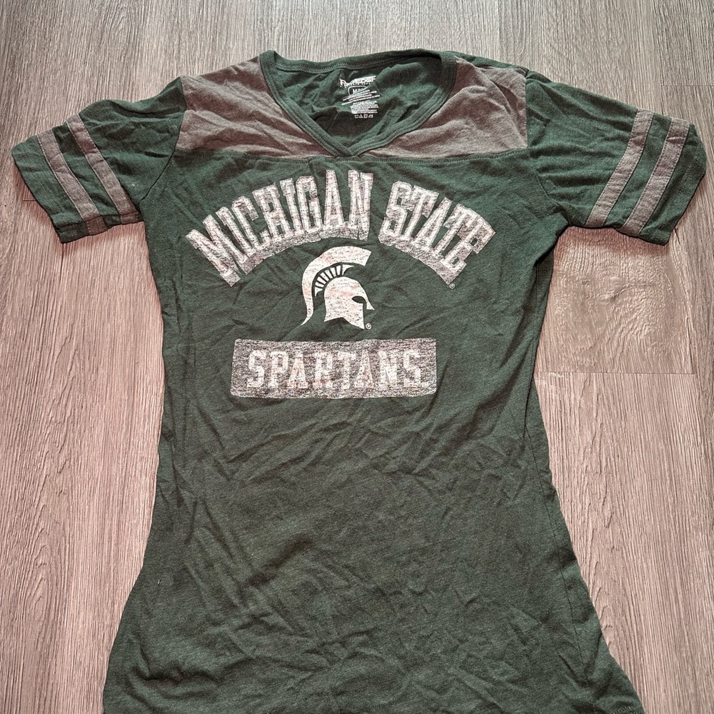 Pro Edge Green and Gray Michigan State Short Sleeve Tee